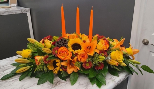 Thanksgiving Table Centerpiece with 3-Candles - $169.99