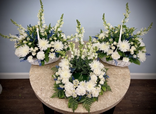 Tribute Package with Urn Wreath and (2) Baskets (Call for pricing and availability)