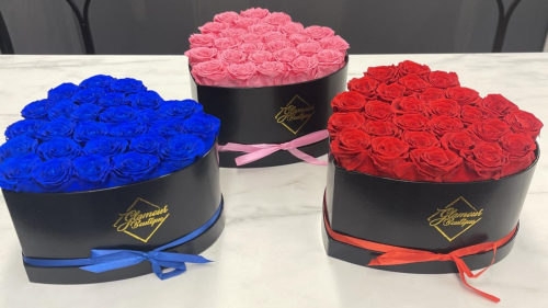 Forever Roses - Over Two Dozen Preserved Roses that will Last a Lifetime. $129.99 Available in Red and Pink (Blue SOLD OUT) Limited Quantities - In-Store Purchase ONLY!