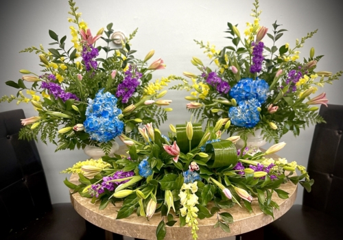 Full of Life Package. Casket Spray, 2 Large Vase Sprays (Call for pricing and availability)