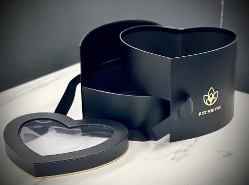 BLACK Two Tier Heart Rose Box with Ferrero Rocher [LIMITED QUANTITIES] $169.99