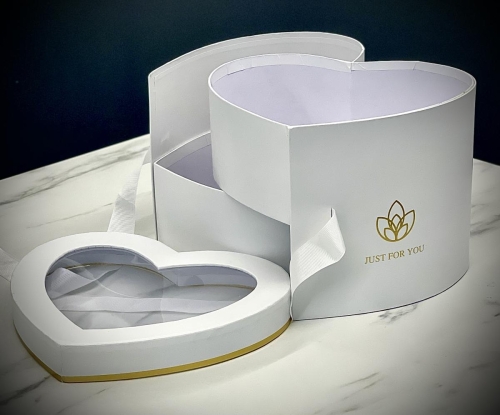 WHITE Two Tier Heart Rose Box with Ferrero Rocher [LIMITED QUANTITIES] $169.99